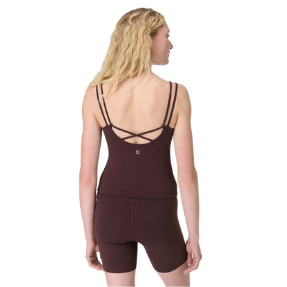 Brown - Back - Sweaty Betty Womens-Ladies Plain Cropped Tank Top