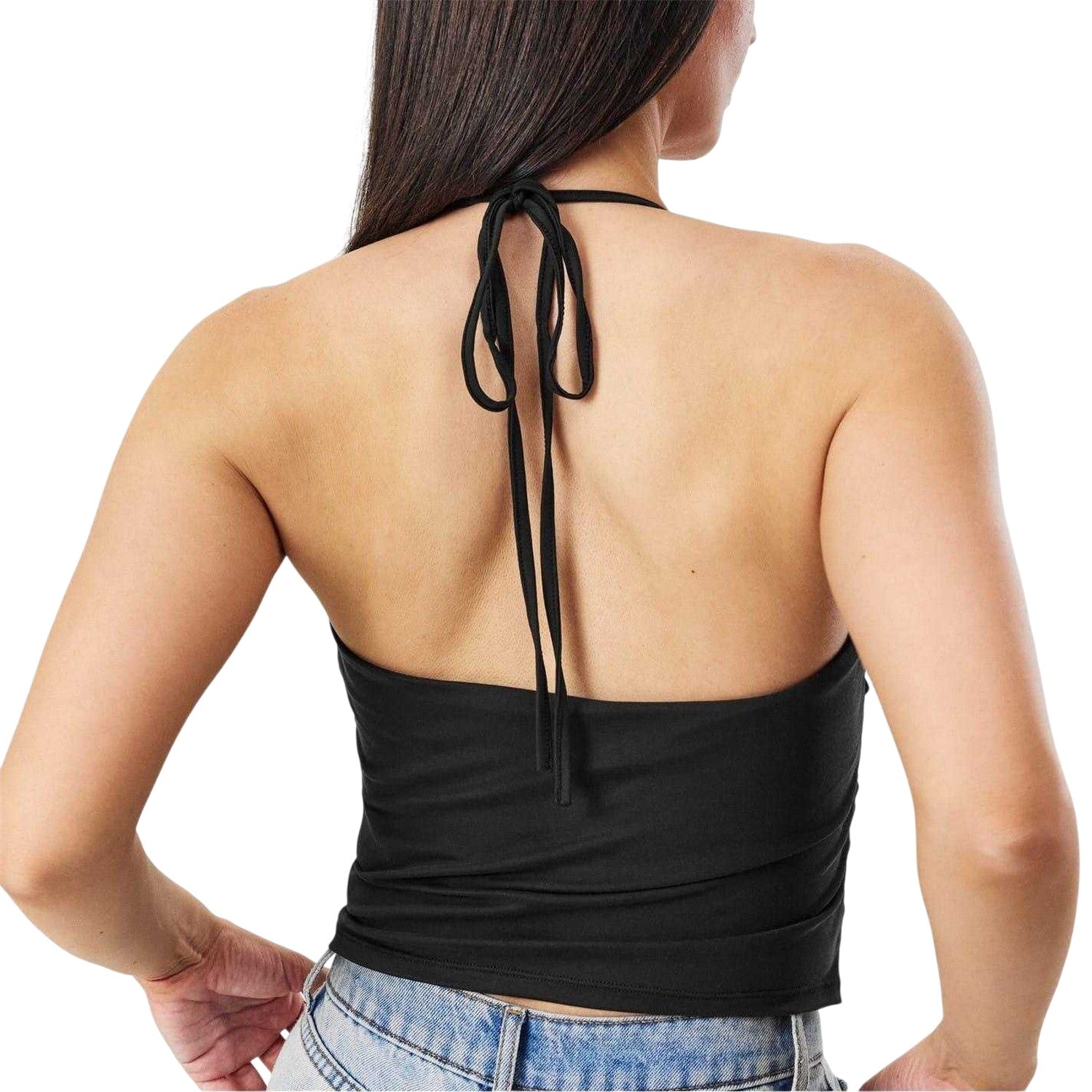 Black - Back - Jack Wills Womens-Ladies Halter Cowl Neck Tank Top