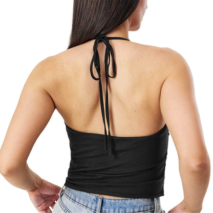 Black - Back - Jack Wills Womens-Ladies Halter Cowl Neck Tank Top
