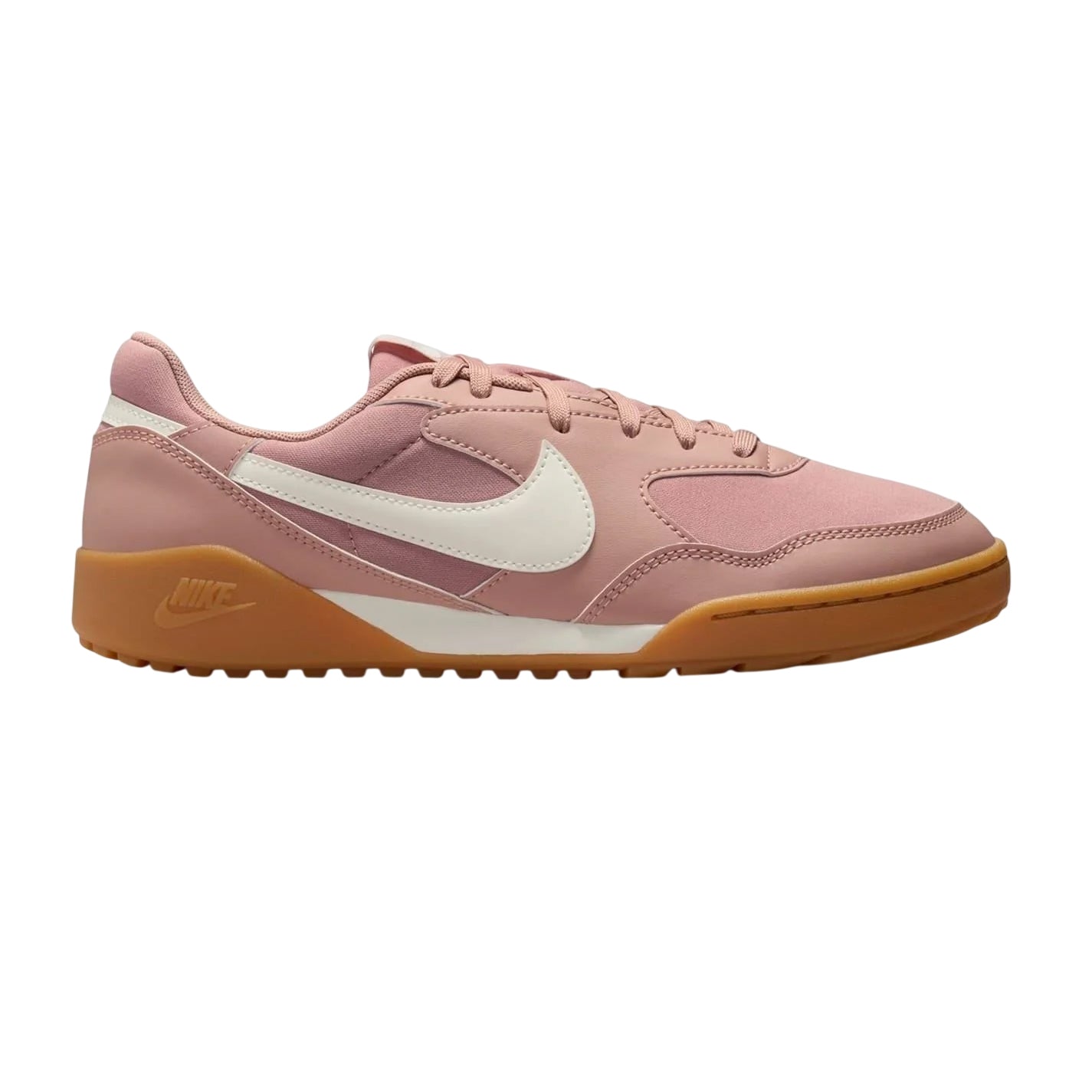 Pink-White-Gum - Front - Nike Womens-Ladies Manta Suede Panel Shoes