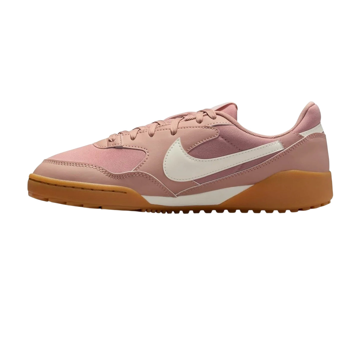 Pink-White-Gum - Side - Nike Womens-Ladies Manta Suede Panel Shoes