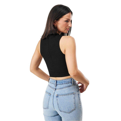 Black - Back - Jack Wills Womens-Ladies Plain Cut Out Slim Tank Top