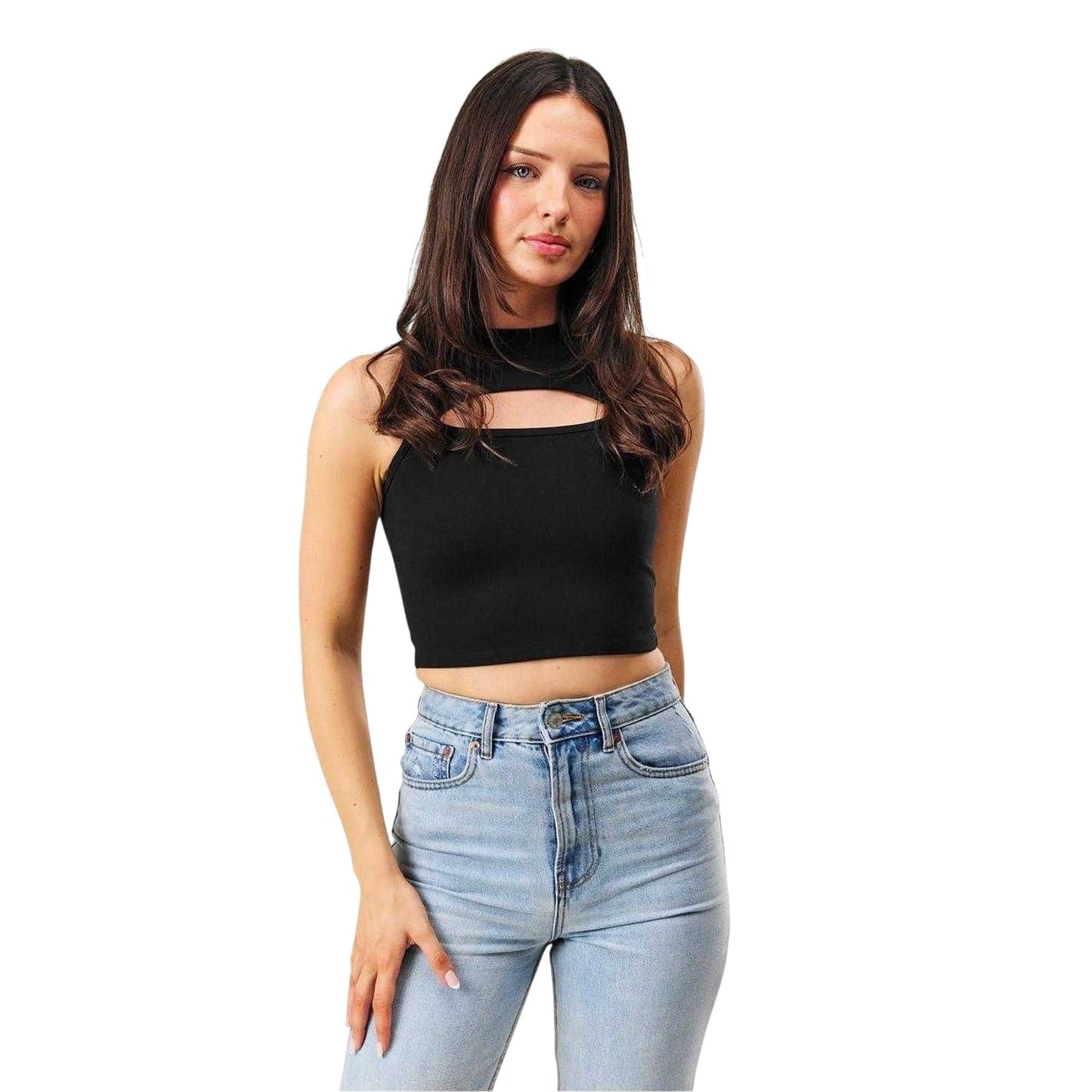 Black - Side - Jack Wills Womens-Ladies Plain Cut Out Slim Tank Top