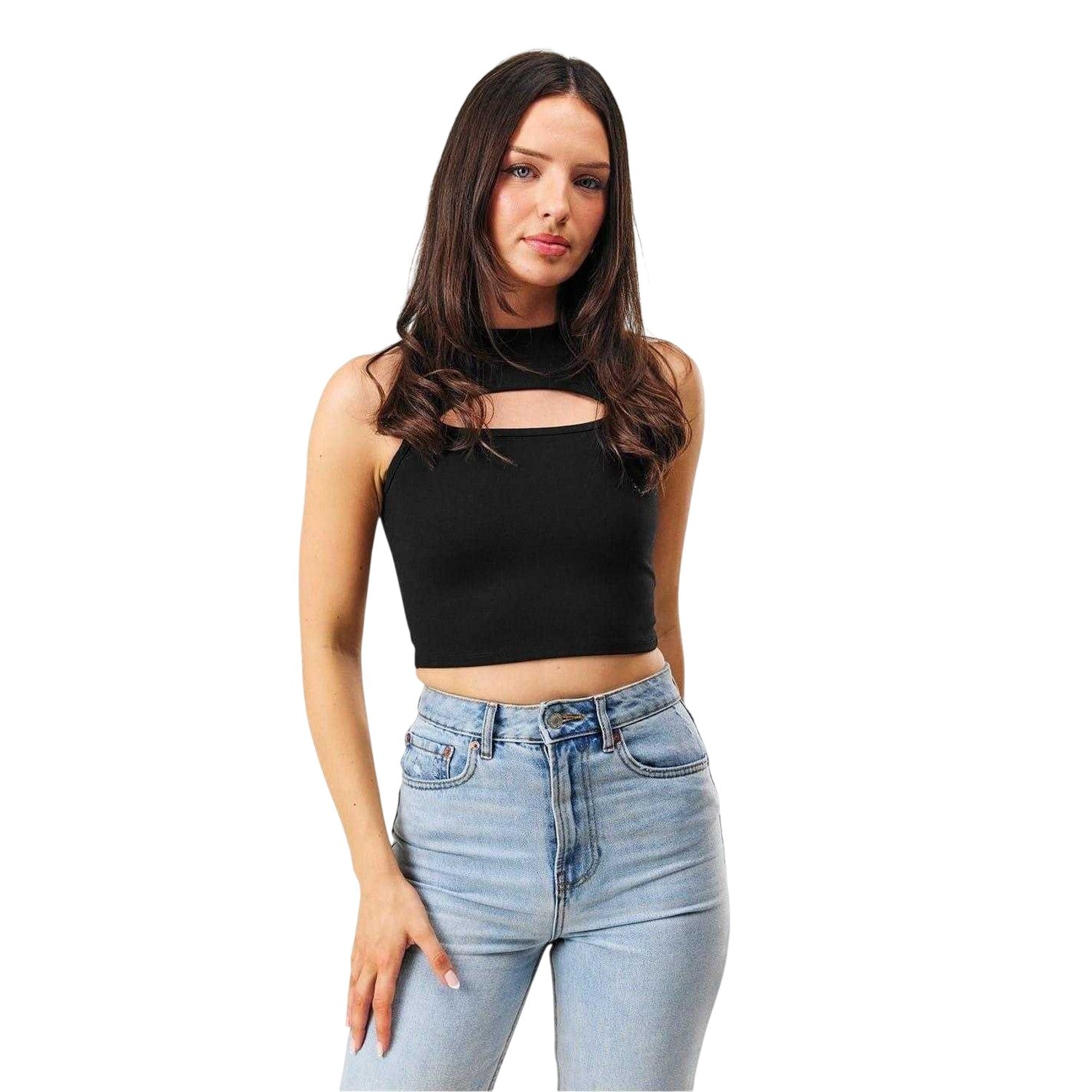 Black - Side - Jack Wills Womens-Ladies Plain Cut Out Slim Tank Top