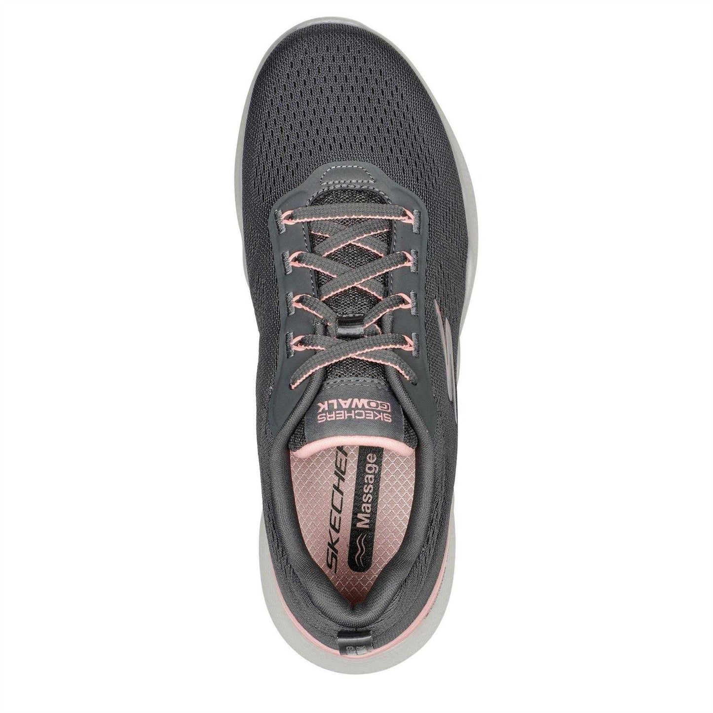 Grey-Pink - Side - Skechers Womens-Ladies Go Walk Mesh Trainers