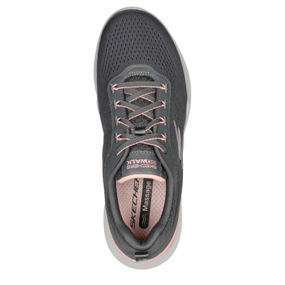 Grey-Pink - Side - Skechers Womens-Ladies Go Walk Mesh Trainers