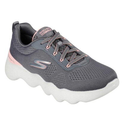 Grey-Pink - Pack Shot - Skechers Womens-Ladies Go Walk Mesh Trainers