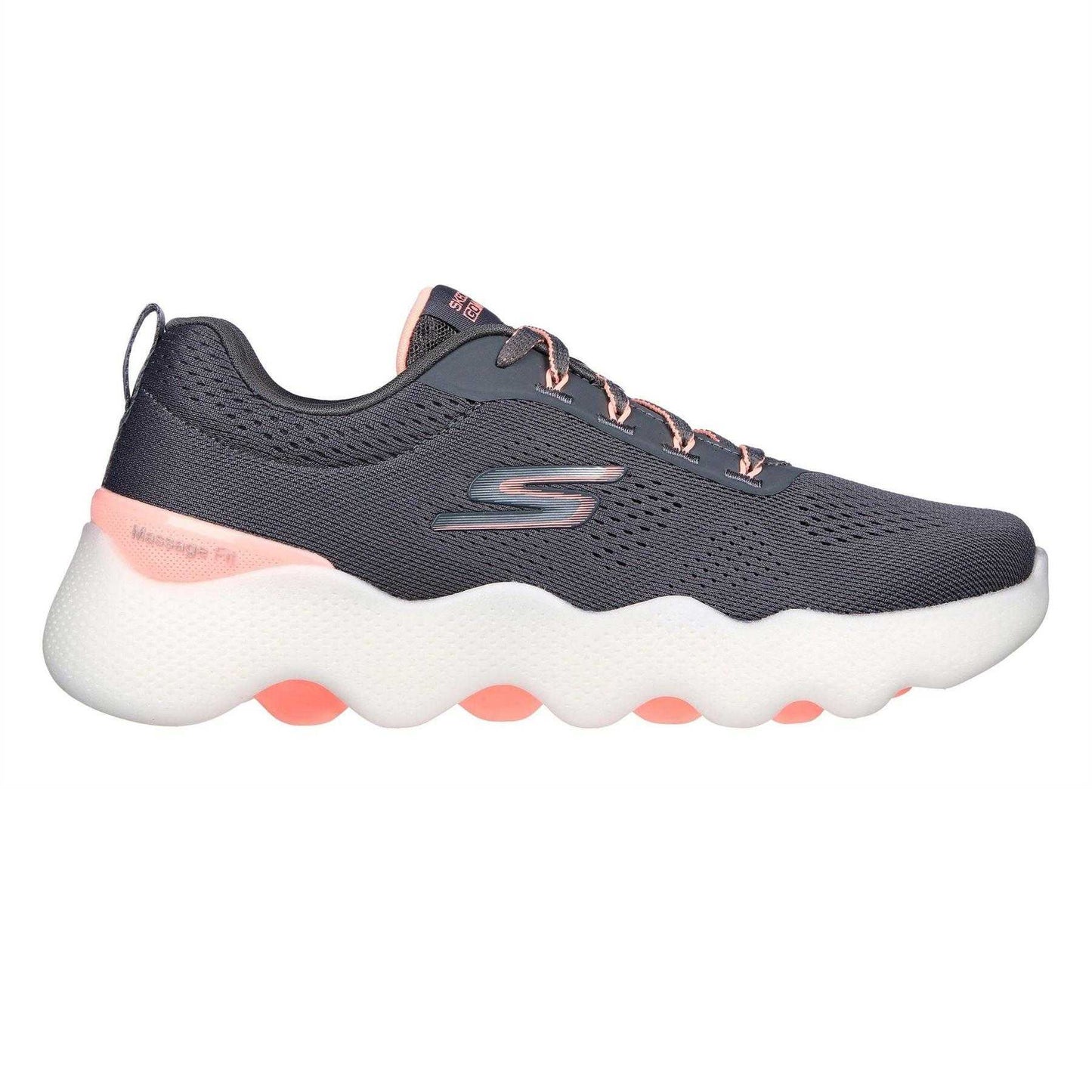 Grey-Pink - Front - Skechers Womens-Ladies Go Walk Mesh Trainers