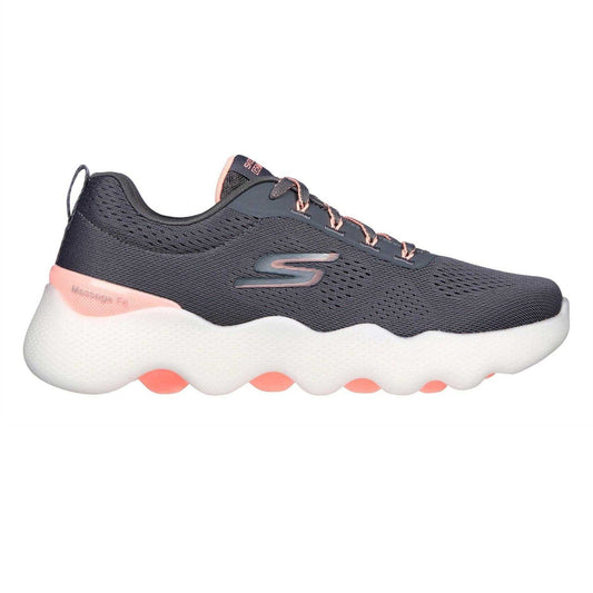 Grey-Pink - Front - Skechers Womens-Ladies Go Walk Mesh Trainers