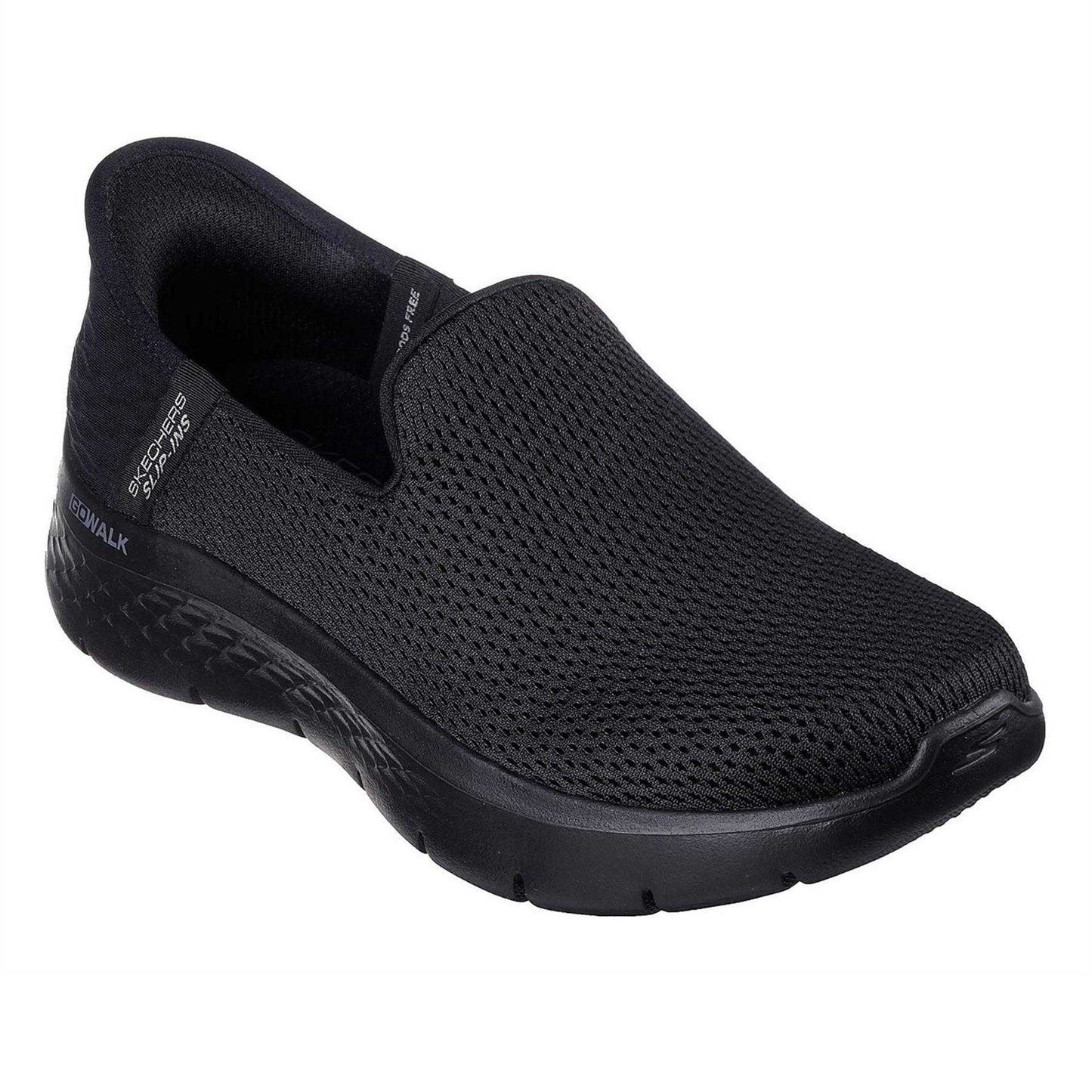 Black - Pack Shot - Skechers Womens-Ladies Go Walk Mesh Slip-on Trainers