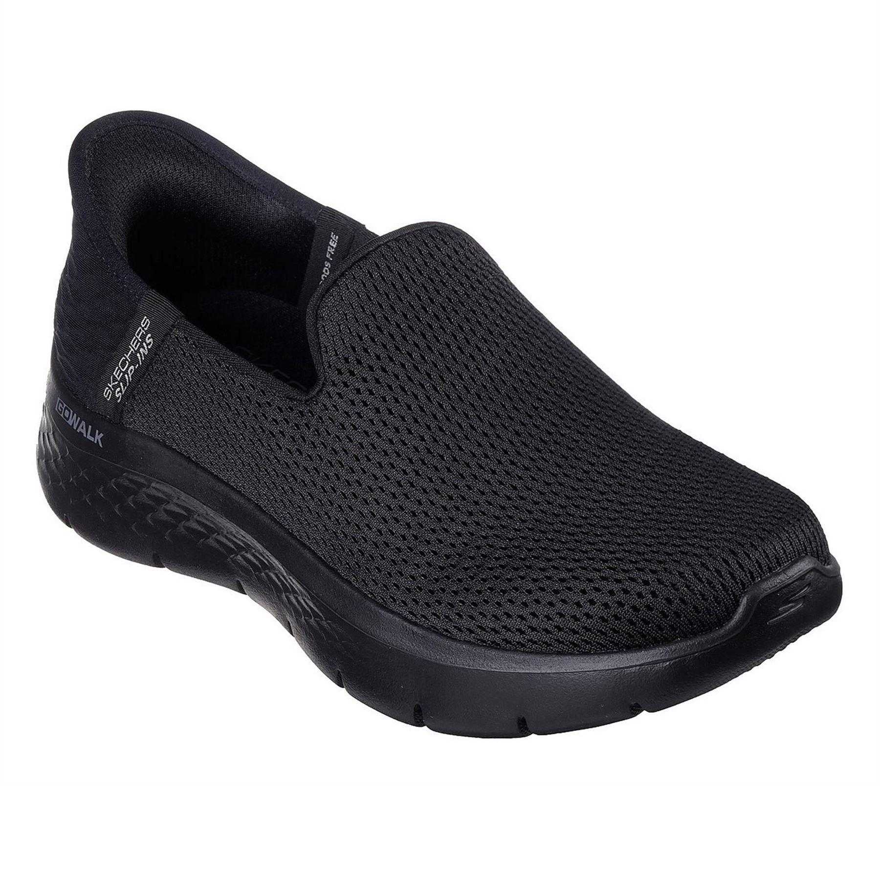 Black - Pack Shot - Skechers Womens-Ladies Go Walk Mesh Slip-on Trainers
