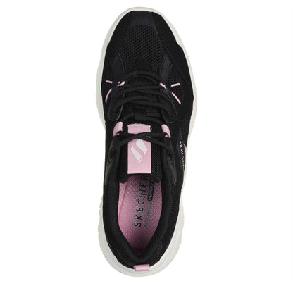 Black-Pink - Lifestyle - Skechers Womens-Ladies Suede Trim Trainers