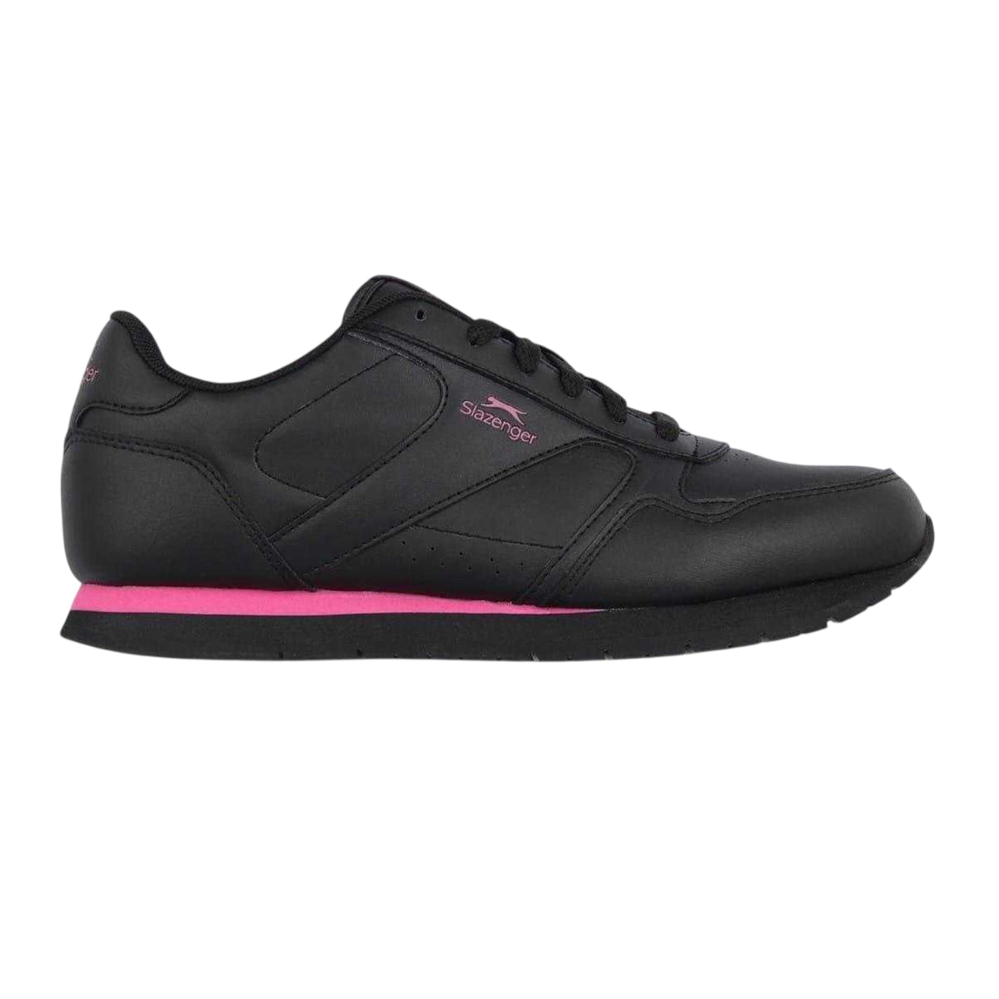 Black-Cerise - Front - Slazenger Womens-Ladies Coated Leather Trainers