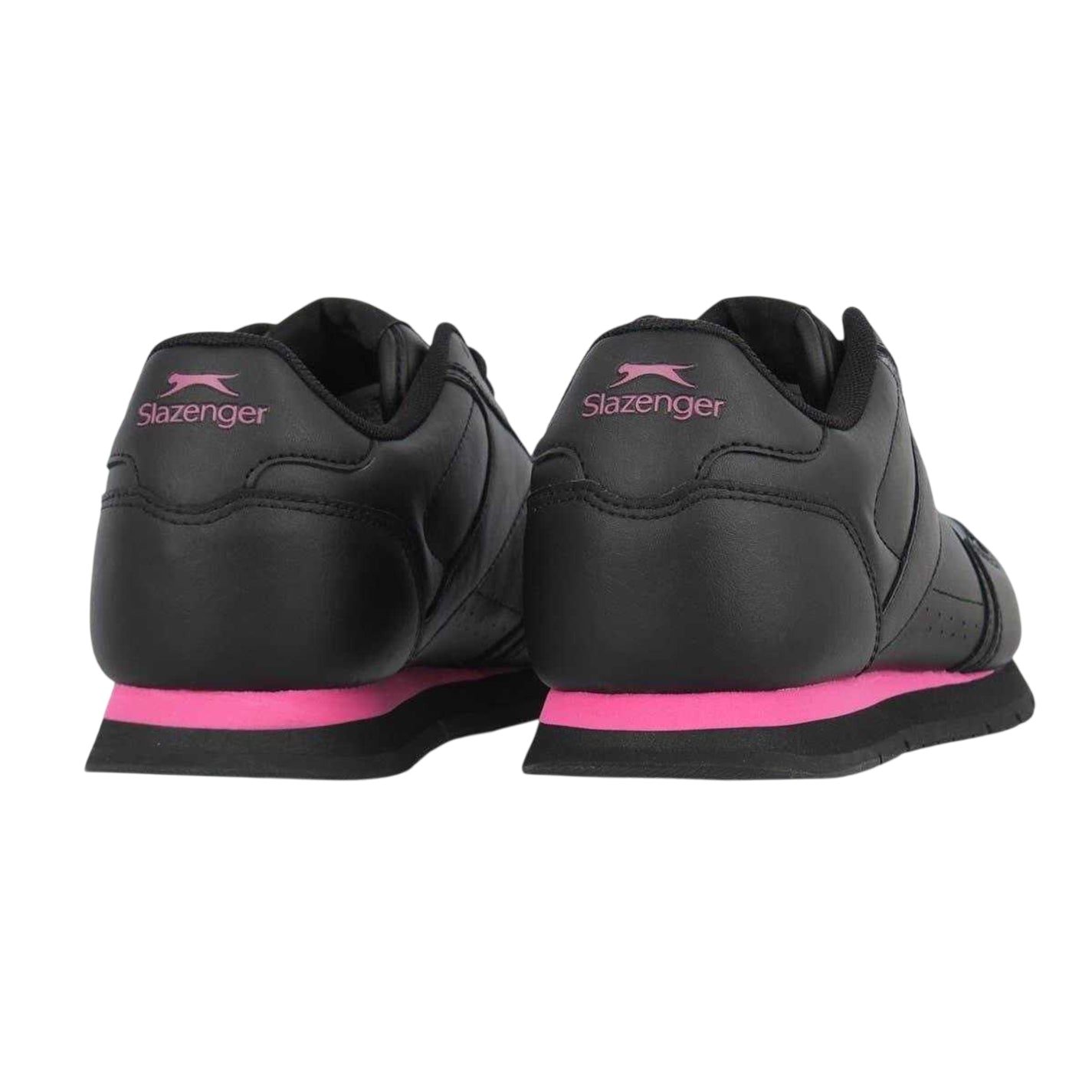 Black-Cerise - Back - Slazenger Womens-Ladies Coated Leather Trainers