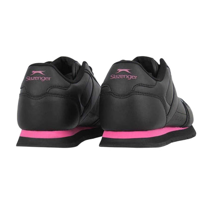 Black-Cerise - Back - Slazenger Womens-Ladies Coated Leather Trainers