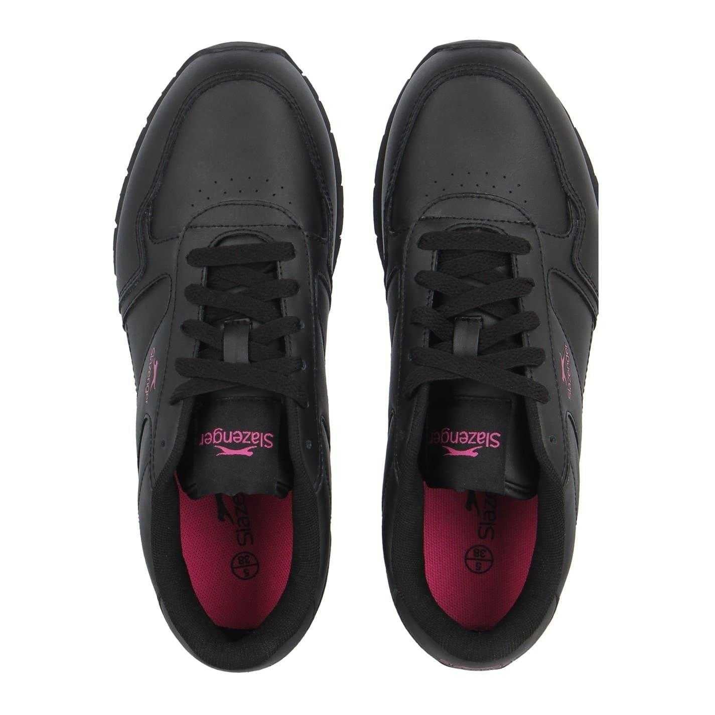 Black-Cerise - Lifestyle - Slazenger Womens-Ladies Coated Leather Trainers