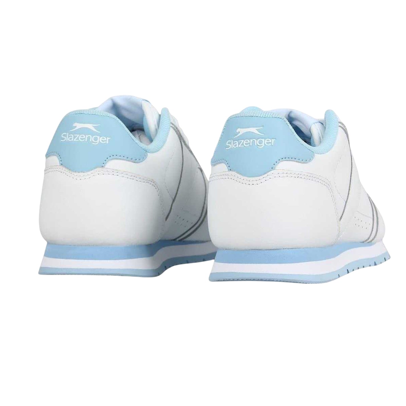 White-Powder Blue - Back - Slazenger Womens-Ladies Coated Leather Trainers