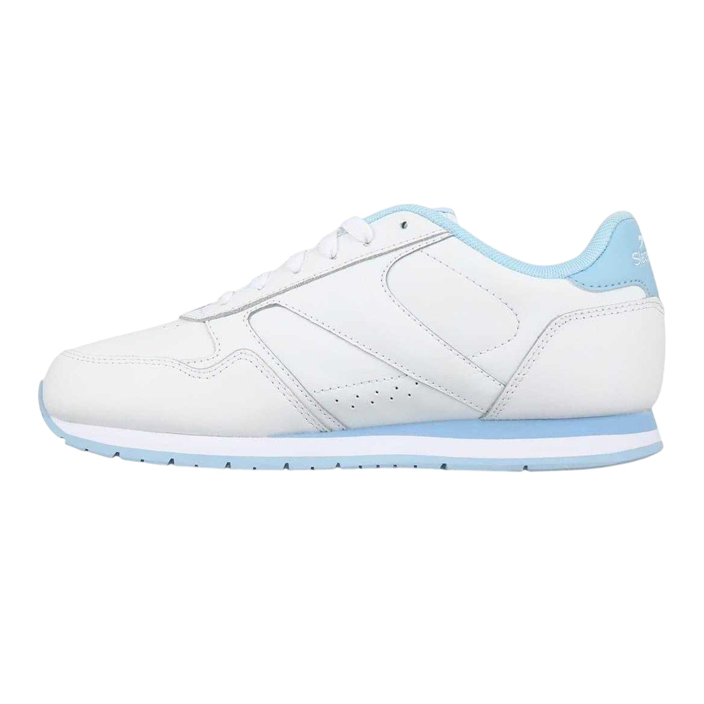 White-Powder Blue - Side - Slazenger Womens-Ladies Coated Leather Trainers