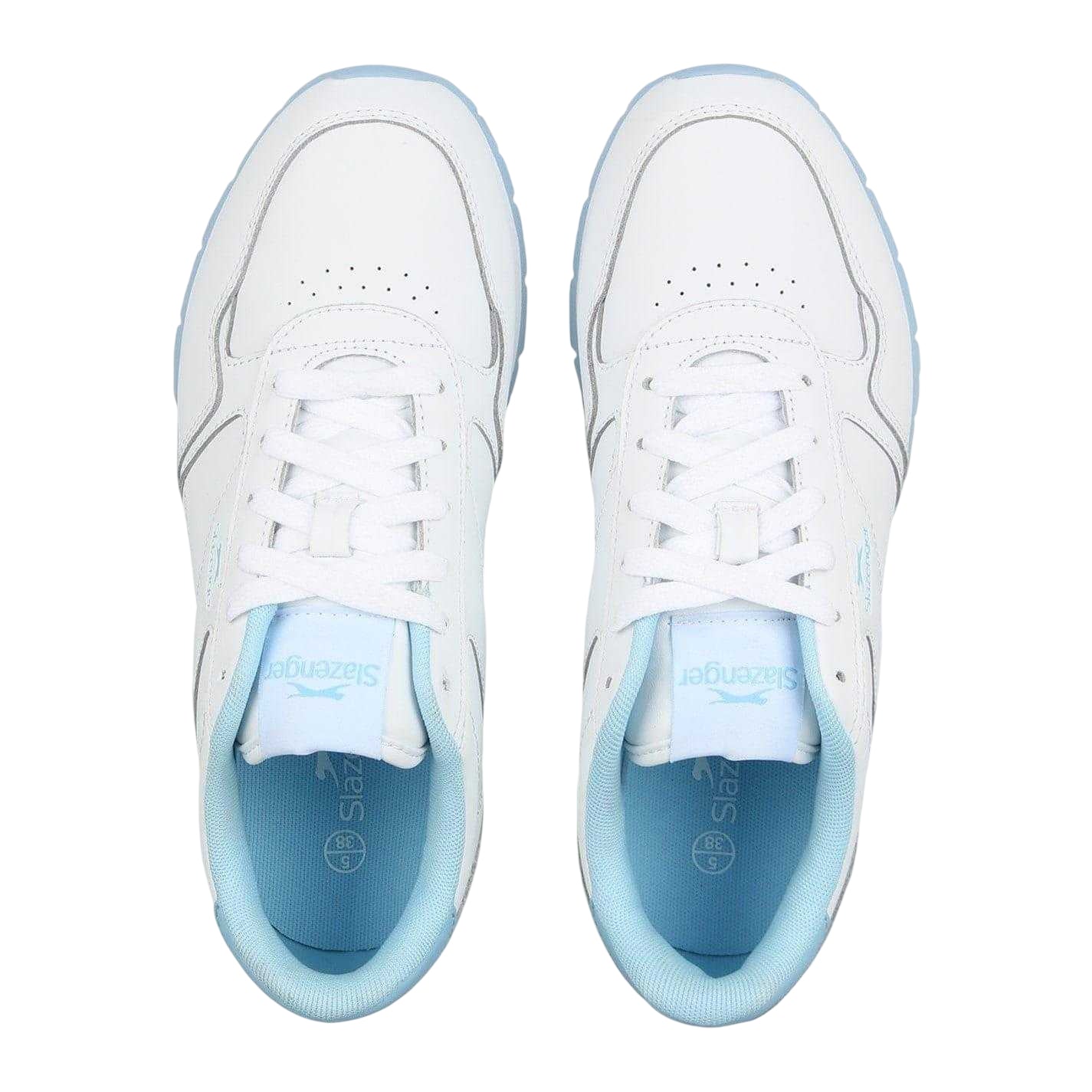 White-Powder Blue - Lifestyle - Slazenger Womens-Ladies Coated Leather Trainers