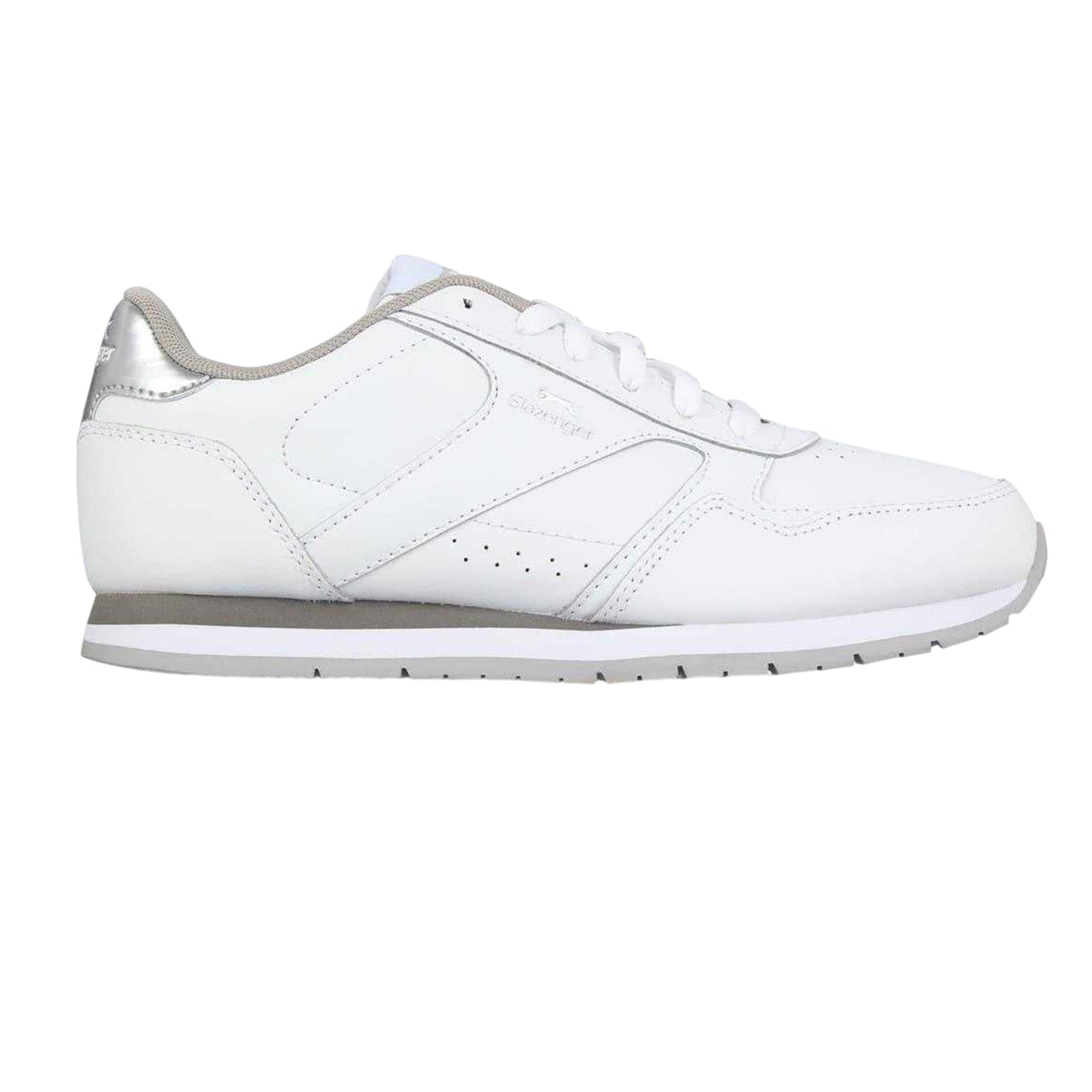 White-Silver - Front - Slazenger Womens-Ladies Coated Leather Trainers