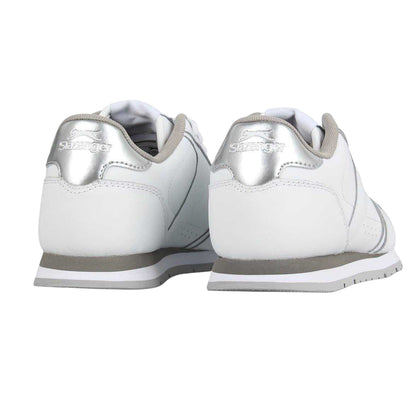 White-Silver - Back - Slazenger Womens-Ladies Coated Leather Trainers