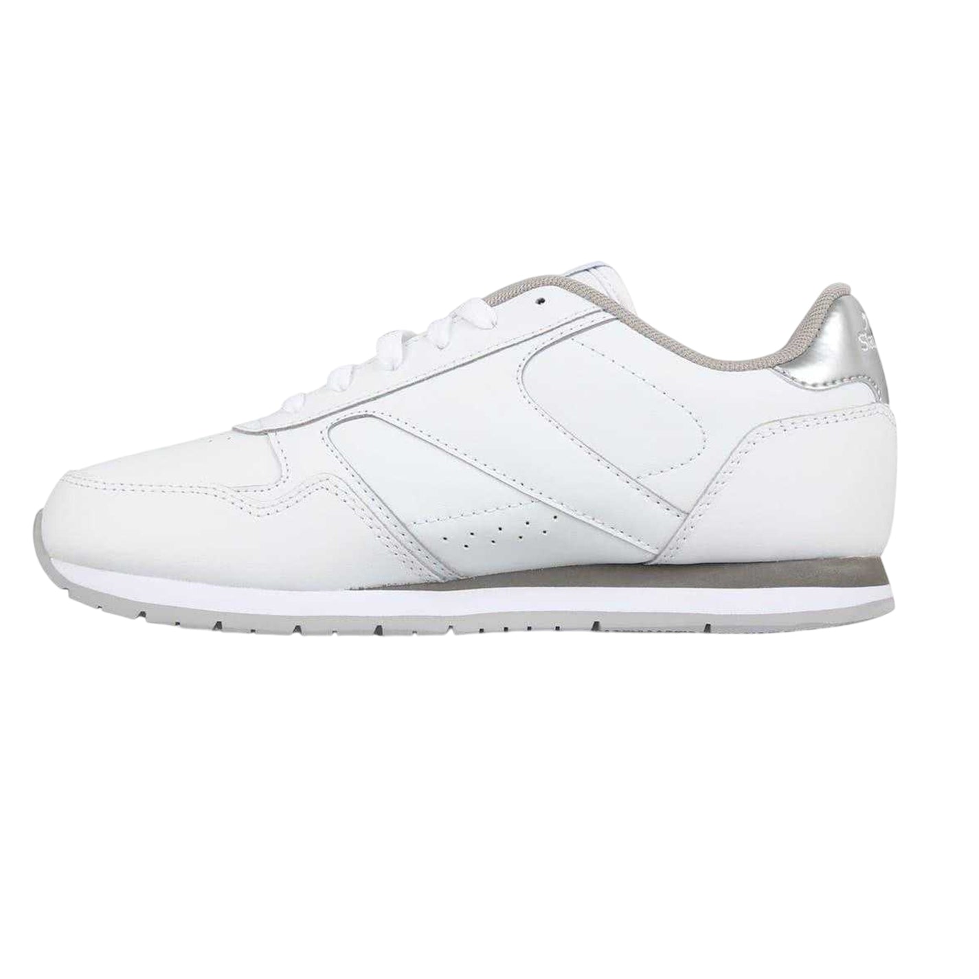 White-Silver - Side - Slazenger Womens-Ladies Coated Leather Trainers
