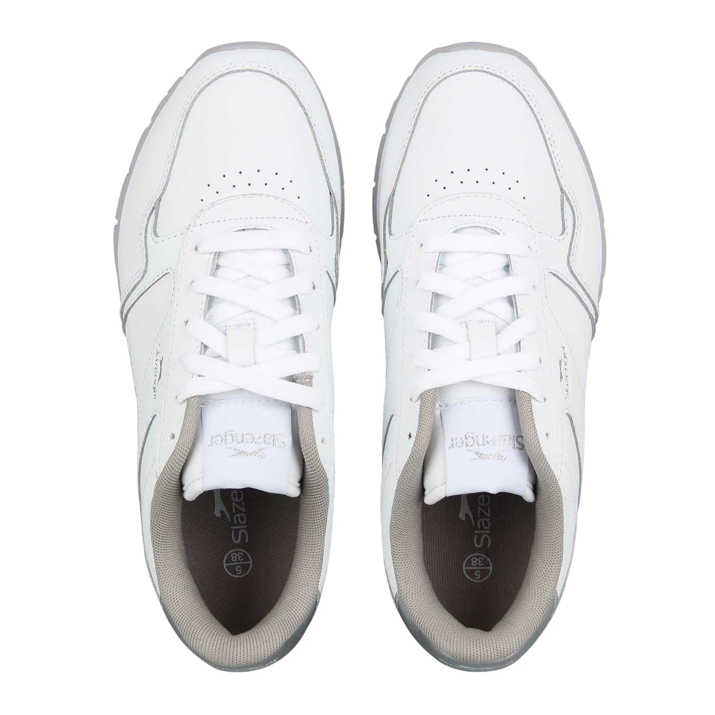 White-Silver - Lifestyle - Slazenger Womens-Ladies Coated Leather Trainers