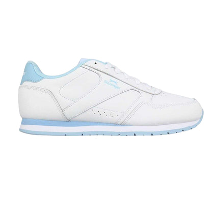 White-Powder Blue - Front - Slazenger Womens-Ladies Coated Leather Trainers