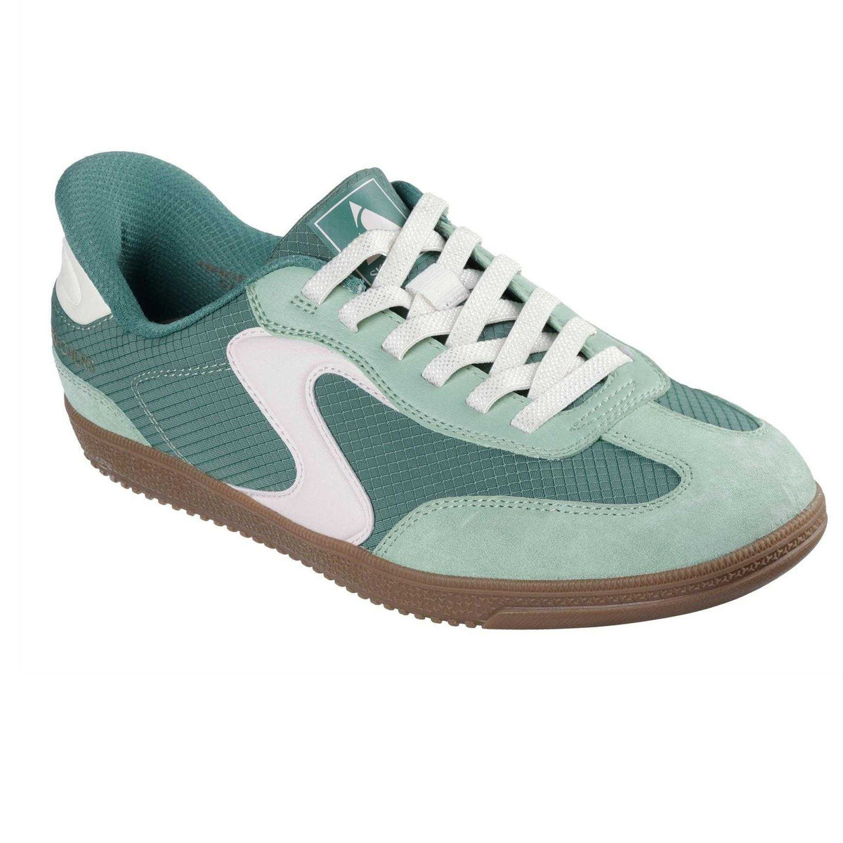 Mint - Pack Shot - Skechers Womens-Ladies Suede Flat Trainers