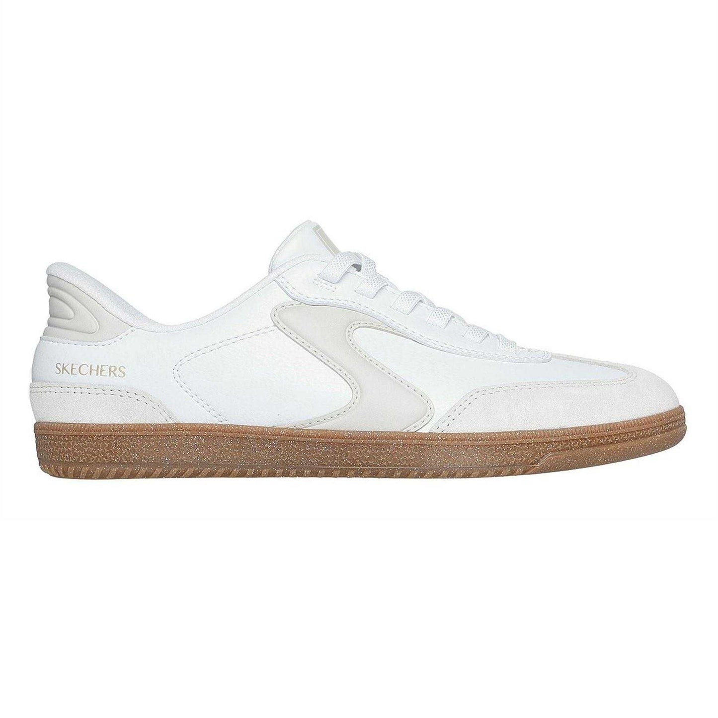 White - Front - Skechers Womens-Ladies Suede Flat Trainers