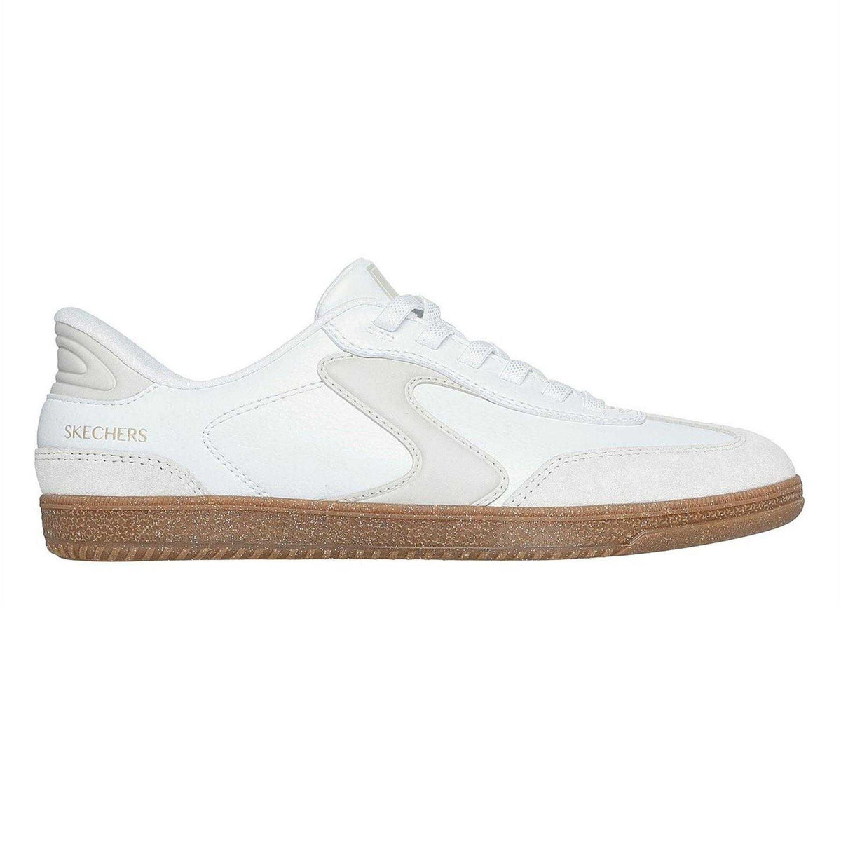 White - Front - Skechers Womens-Ladies Suede Flat Trainers