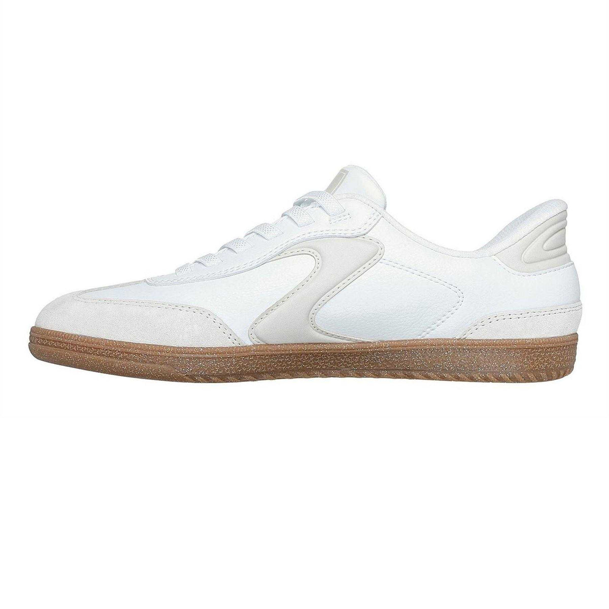 White - Side - Skechers Womens-Ladies Suede Flat Trainers