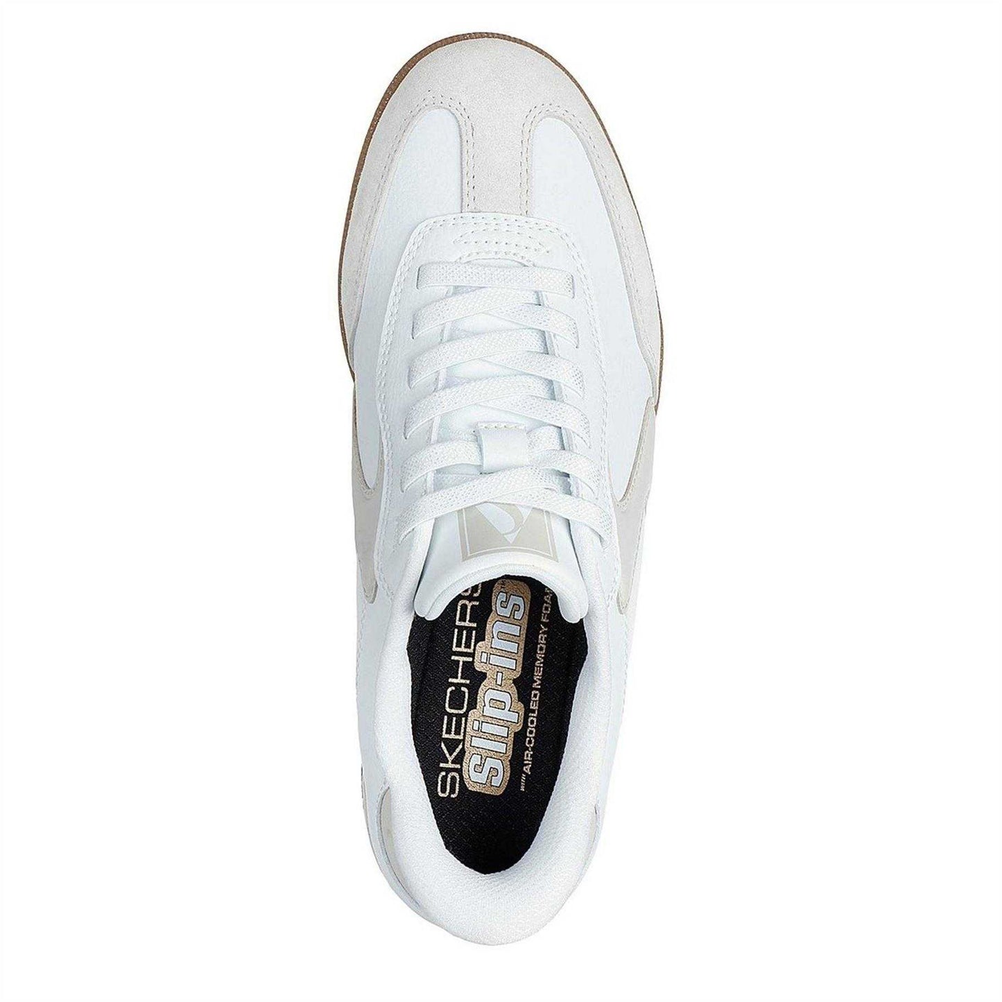 White - Lifestyle - Skechers Womens-Ladies Suede Flat Trainers