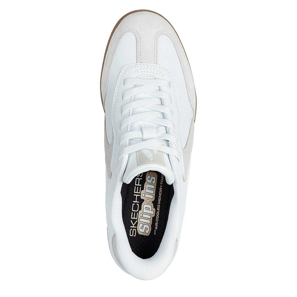 White - Lifestyle - Skechers Womens-Ladies Suede Flat Trainers