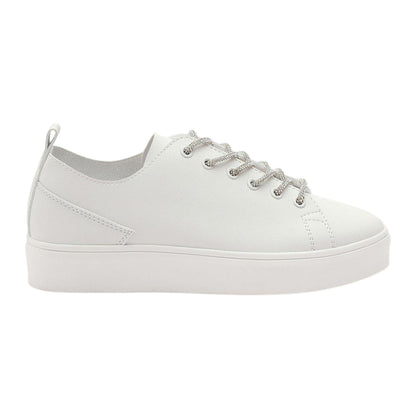 White - Front - Where´s That From Womens-Ladies Lace Detail Trainers