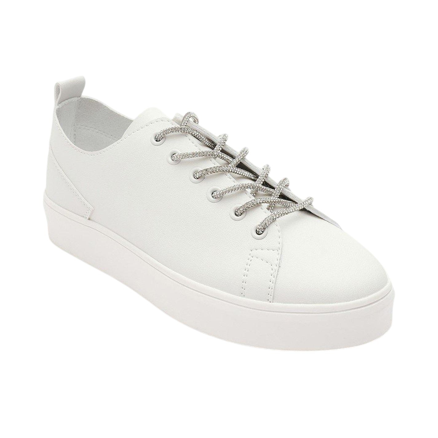White - Back - Where´s That From Womens-Ladies Lace Detail Trainers