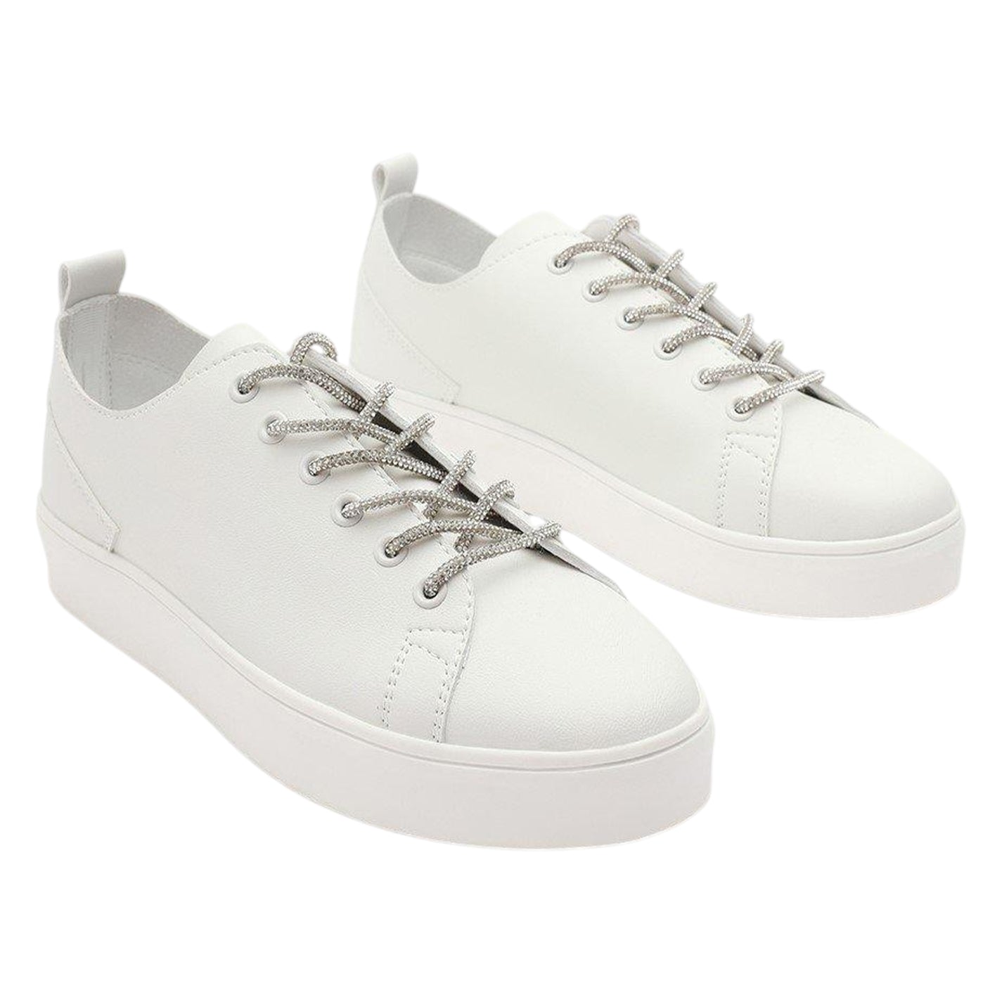 White - Side - Where´s That From Womens-Ladies Lace Detail Trainers