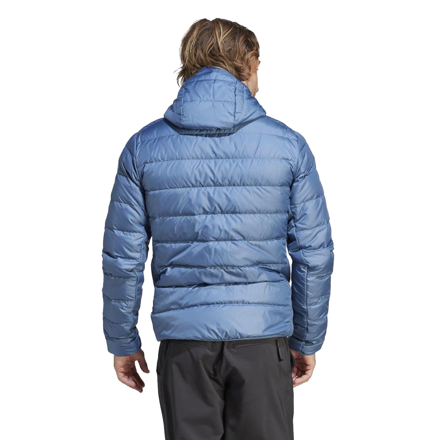 Blue - Back - Adidas Mens Terrex Lightweight Hooded Down Jacket