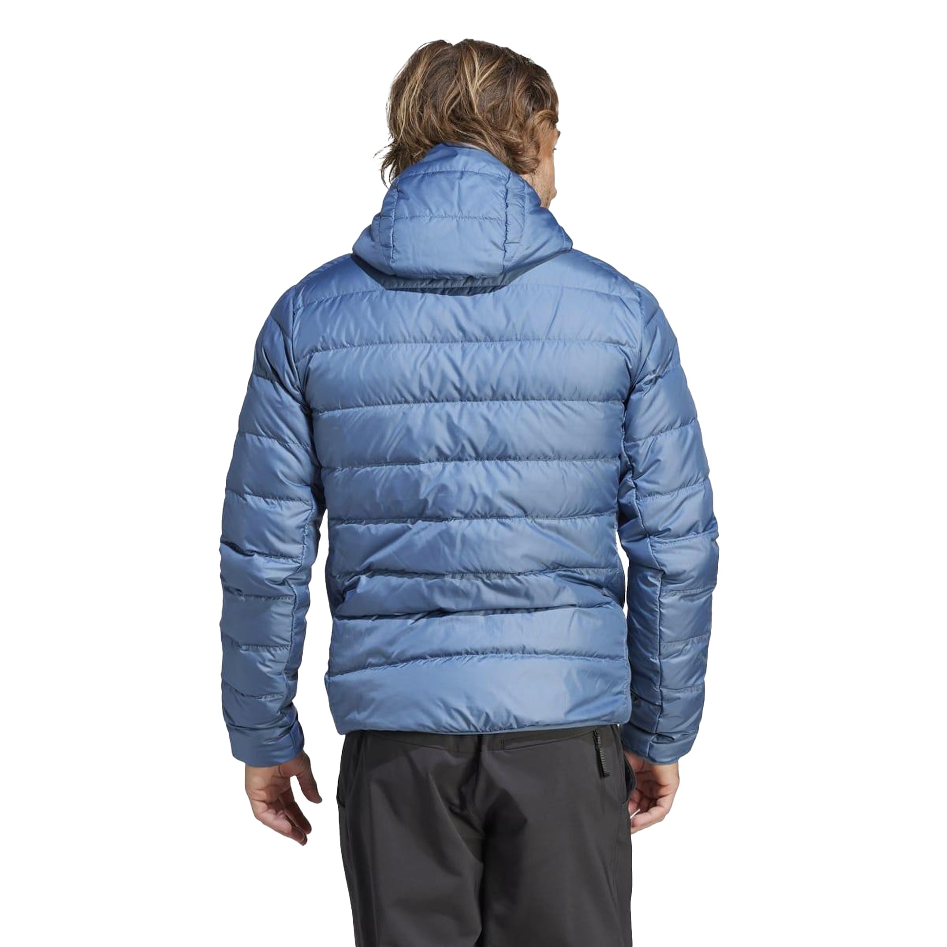 Blue - Back - Adidas Mens Terrex Lightweight Hooded Down Jacket