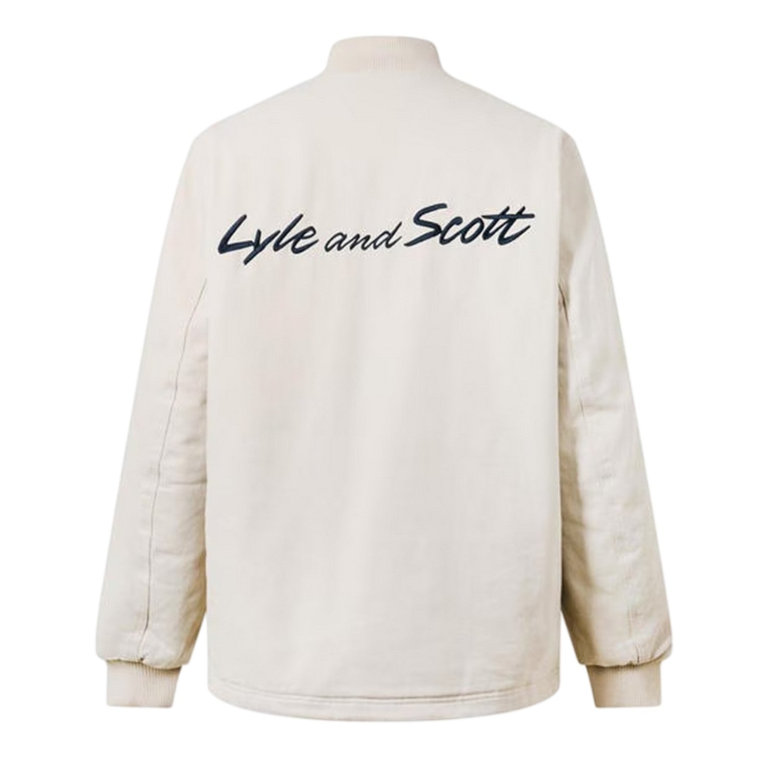 Beige - Back - Lyle & Scott Mens Logo Wadded Jacket