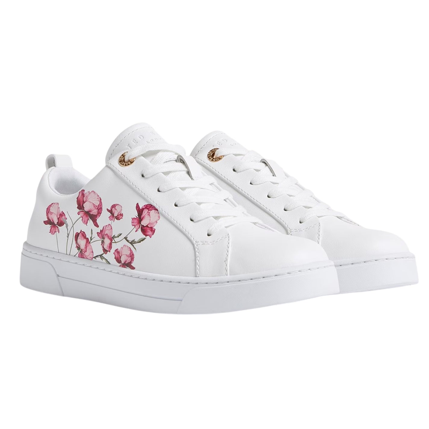 White - Back - Ted Baker Womens-Ladies Floral Leather Trainers