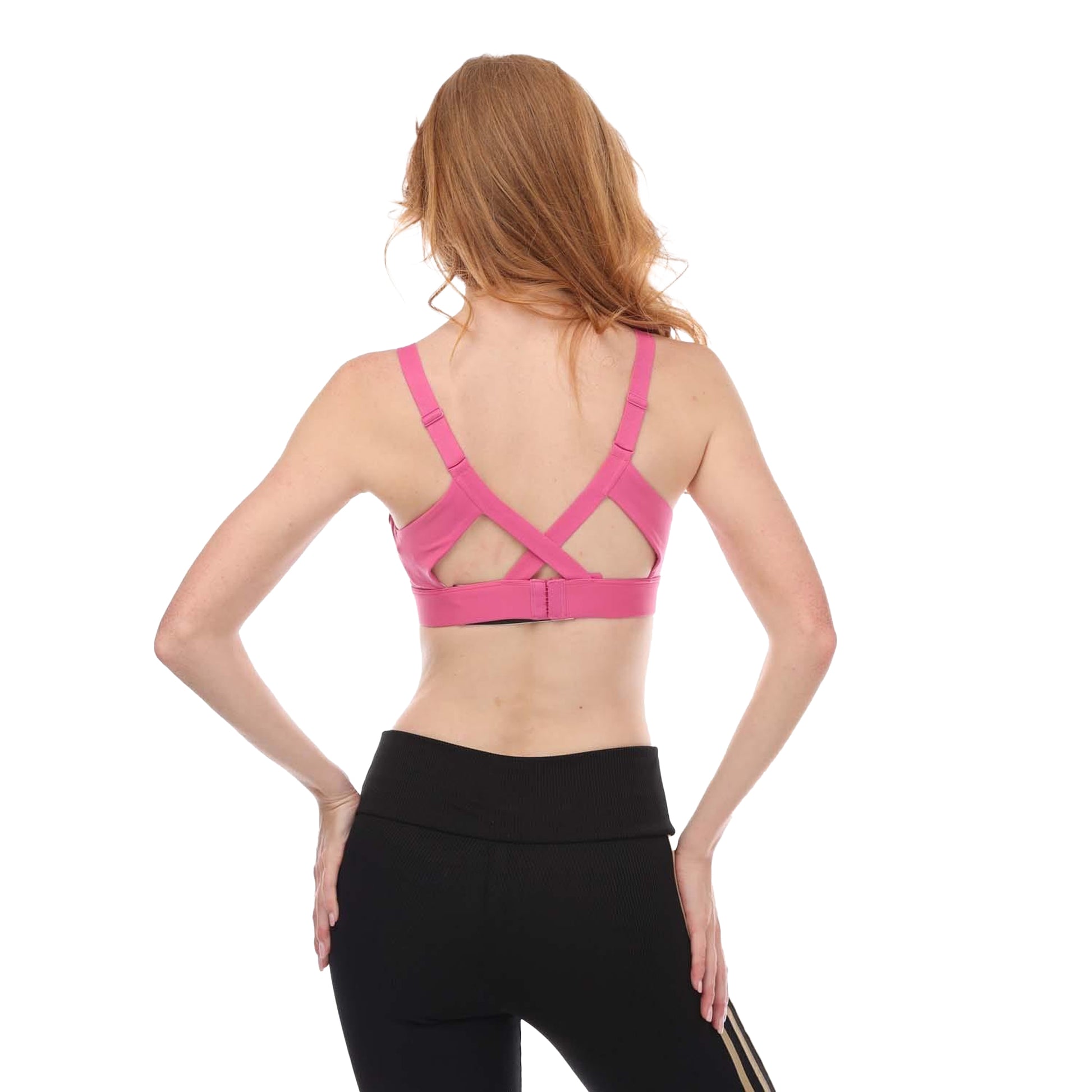 Pink - Back - Adidas Womens-Ladies Tailored Impact Training Sports Bra