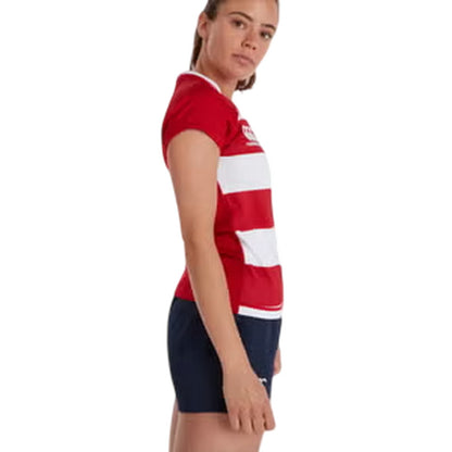 Red-White - Side - Canterbury Womens-Ladies Striped Vapodri Rugby Jersey