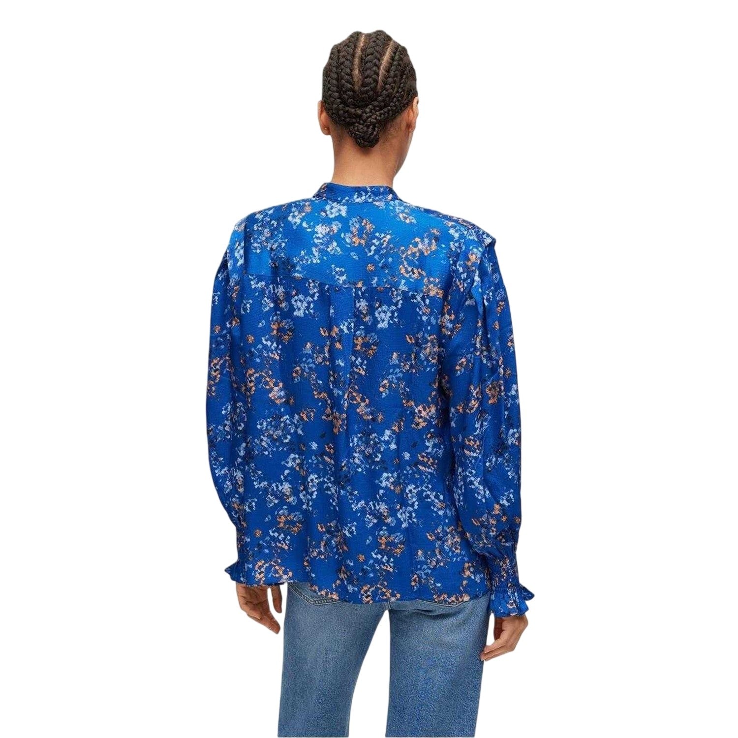 Multicoloured - Back - Boss Womens-Ladies Floral Pattern Banded Collar Long-Sleeved Blouse
