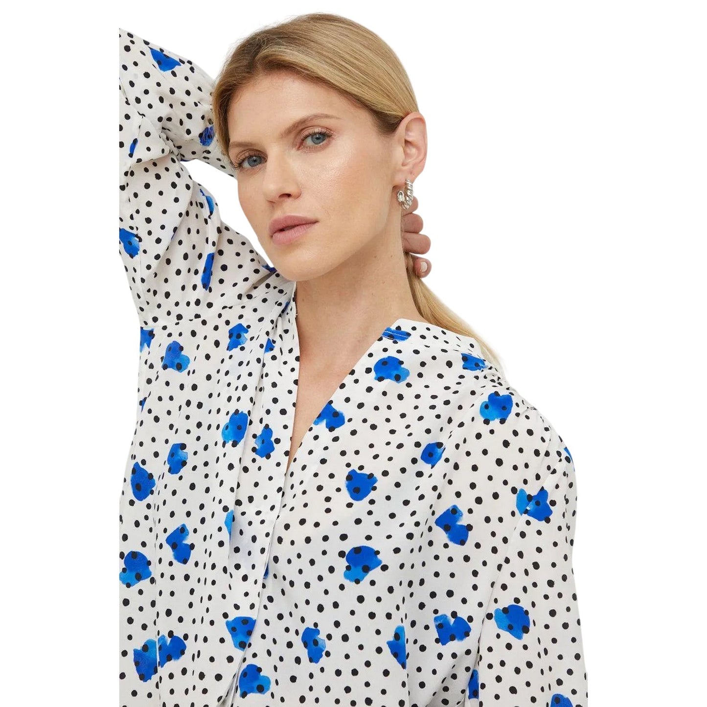 Beige - Side - Boss Womens-Ladies Polka Dot Long-Sleeved Blouse