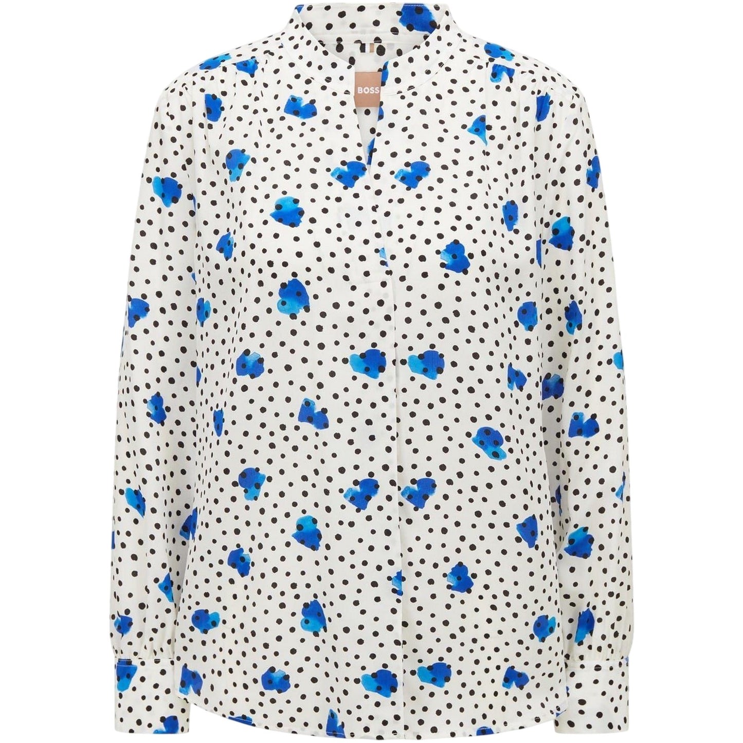 Beige - Front - Boss Womens-Ladies Polka Dot Long-Sleeved Blouse