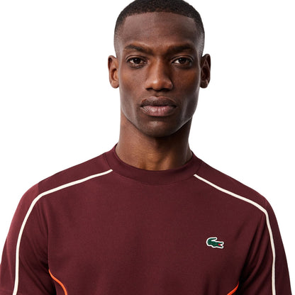 Brown - Side - Lacoste Mens Ultra Dry Regular Tennis T-Shirt