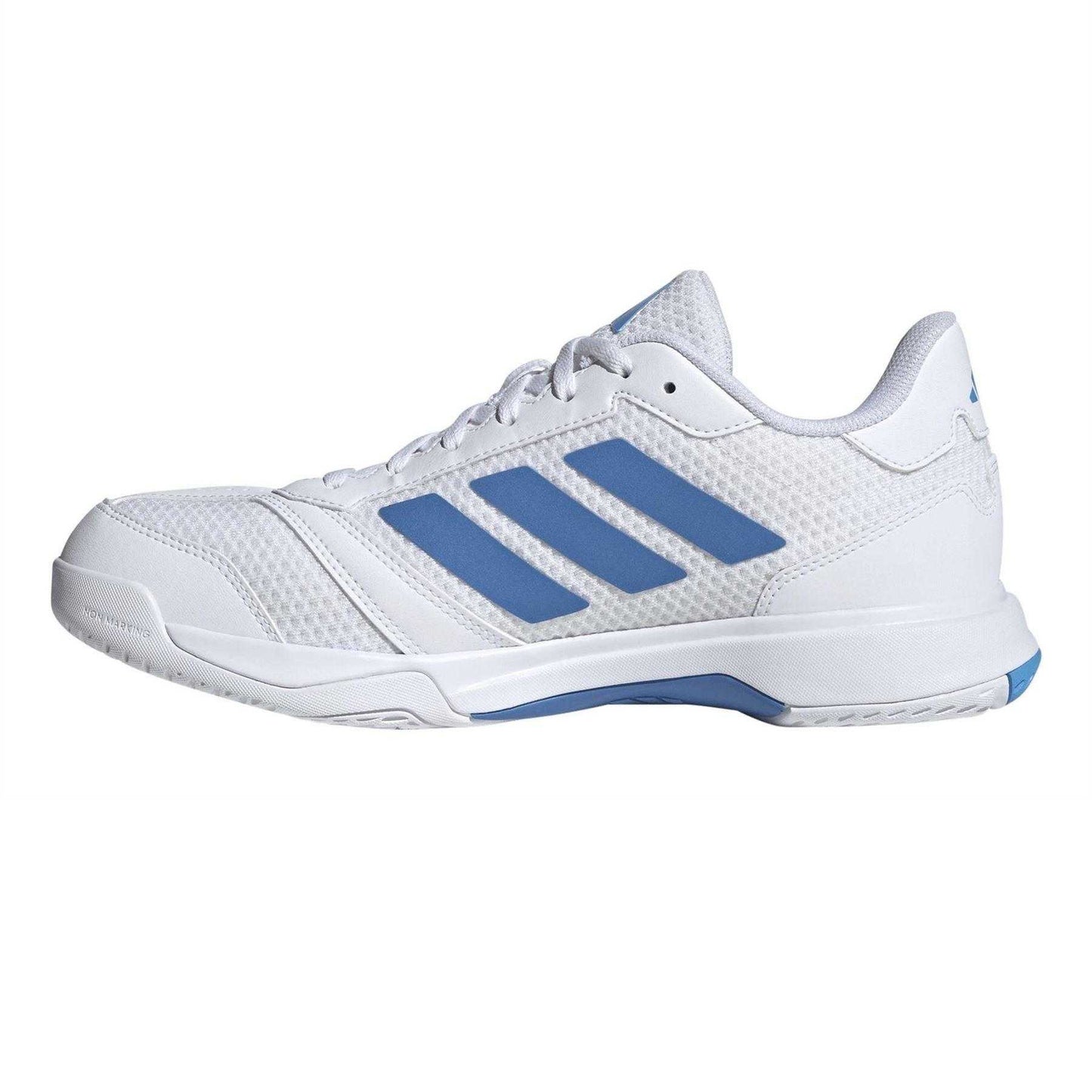 White-Blue - Side - Adidas Womens-Ladies Volleyball Shoes