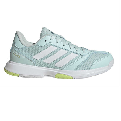 Mint-White-Yellow - Front - Adidas Womens-Ladies Volleyball Shoes