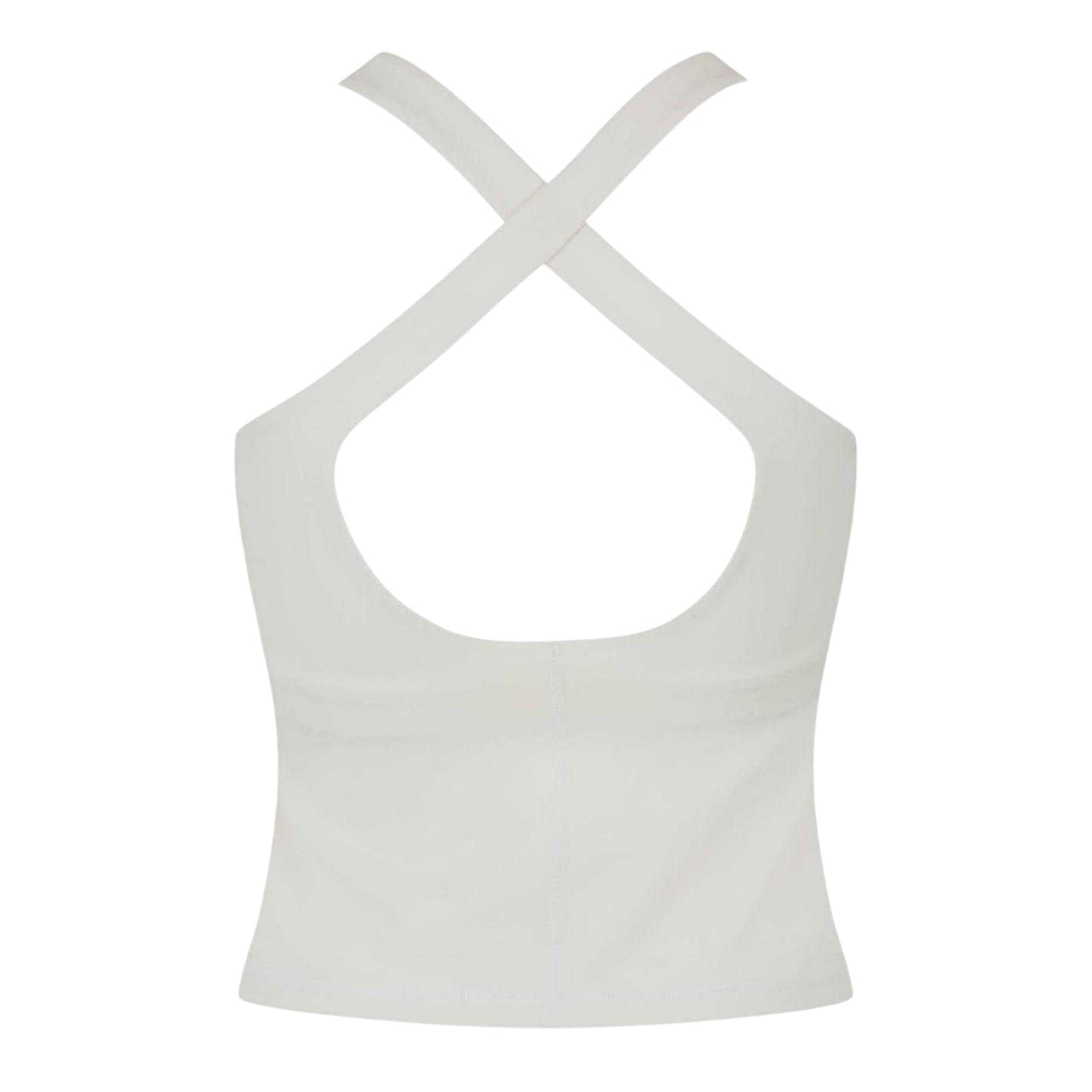 Cream - Back - USA Pro Womens-Ladies Plain Cross Back Slim Tank Top